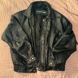 Vintage STRATOJAC Black Biker Bomber Leather Jacket